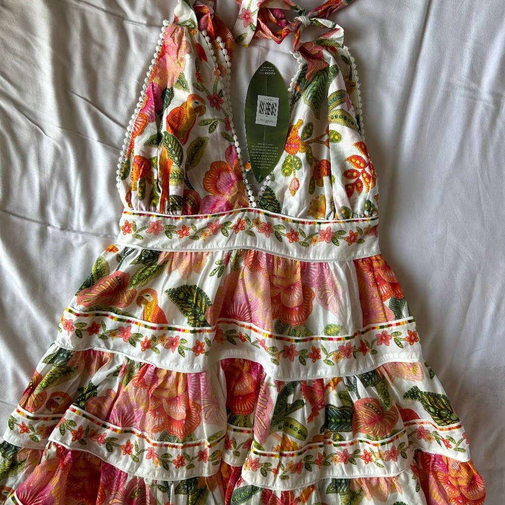 Farm Rio Women's Off-White Macaw Bloom Mini-Dress Size M
